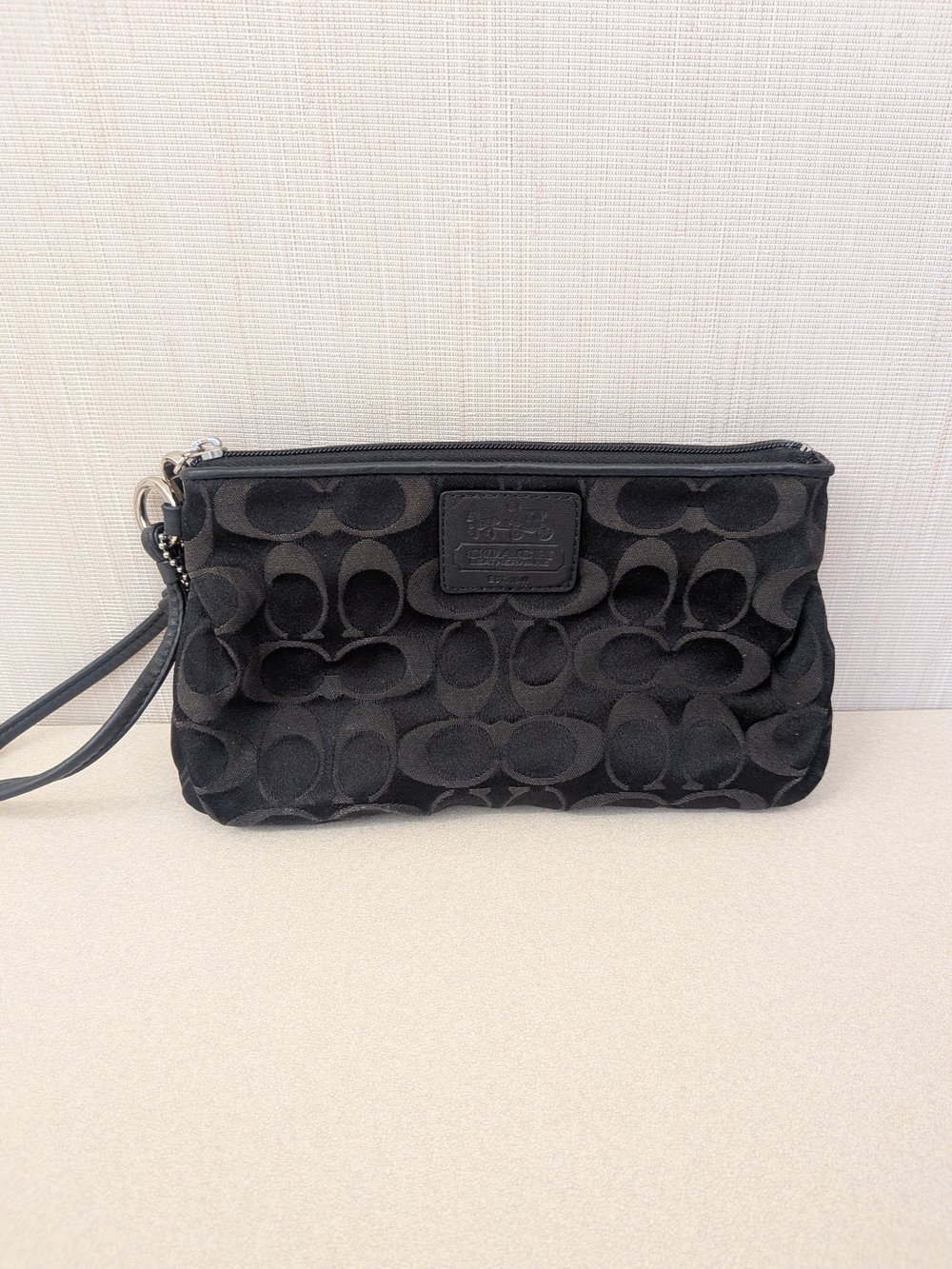 Coach Black Signature Wristlet Clutch